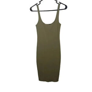 Forever 21 Dark Olive Thin Strap Bodycon Midi Dress Women's Size Small